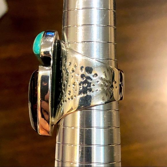 JAY KING Desert Rose Trading Company Turquoise Amber Sterling Silver Ring 8-3/4 - Picture 5 of 16